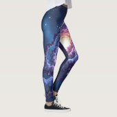 Kosmische galaxy print met wervelende paars en bla leggings (Rechts)