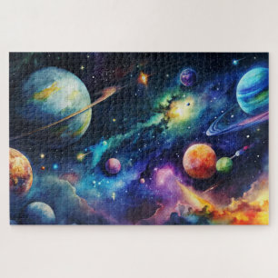 Kosmische Galaxy Waterverf Planeten, Carina Nebula Legpuzzel