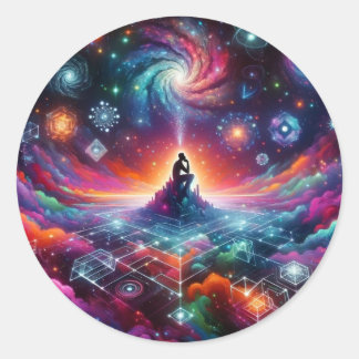 Kosmische gedachten ronde sticker