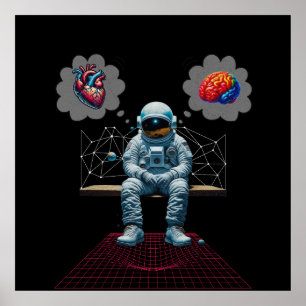 Kosmische Geest vs Hart Astronaut Poster