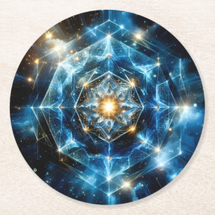 Kosmische Geometrie Mandala Ster Heelal Abstract Ronde Kartonnen Onderzetter