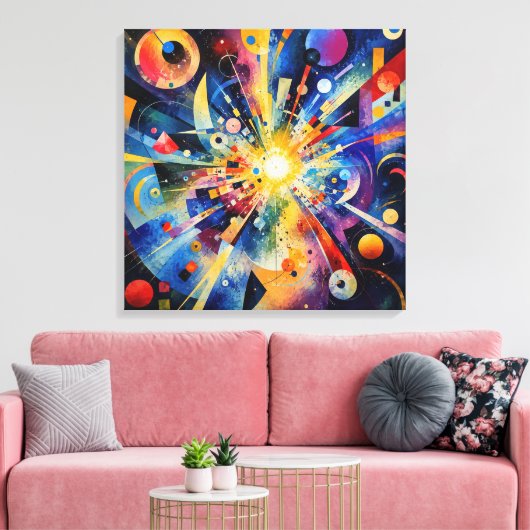 Kosmische Geometrische Explosie Abstract Canvas Afdruk (Insitu (Woonkamer))