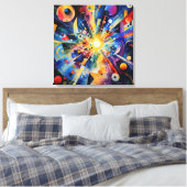 Kosmische Geometrische Explosie Abstract Canvas Afdruk (Insitu (Slaapkamer))