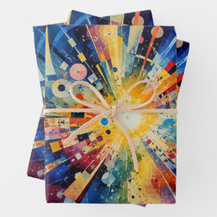 Kosmische Geometrische Explosie Abstract Inpakpapier Vel
