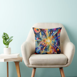 Kosmische Geometrische Explosie Abstract Kussen