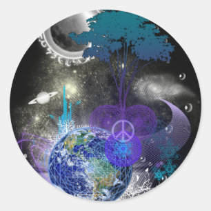 Kosmische geometrische rust ronde sticker