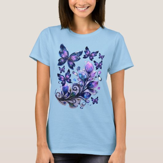Kosmische Glittervlinders T-shirt (Voorkant)
