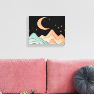 Kosmische golven en bergen canvas afdruk