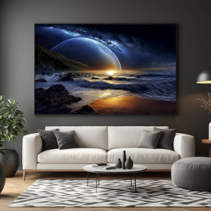 Kosmische Gouden Stroom Canvas Afdruk