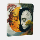 "Kosmische Harmonie: Zon & Maan Ornament" Keramisch Ornament (Rechts)