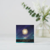 ** Kosmische Healing Sterren Energie Zon Burst Uni Vierkante Visitekaartje (Staand voorkant)