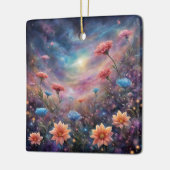 Kosmische hemel met fantasiebloemen keramisch ornament (Links)