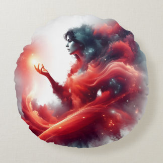 Kosmische Hemelgodin Abstracte Rode Wolk Melkweg Rond Kussen