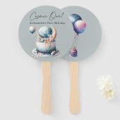 Kosmische! Hemelse 1e Jongen Verjaardag Handwaaier (Voorkant en achterkant)