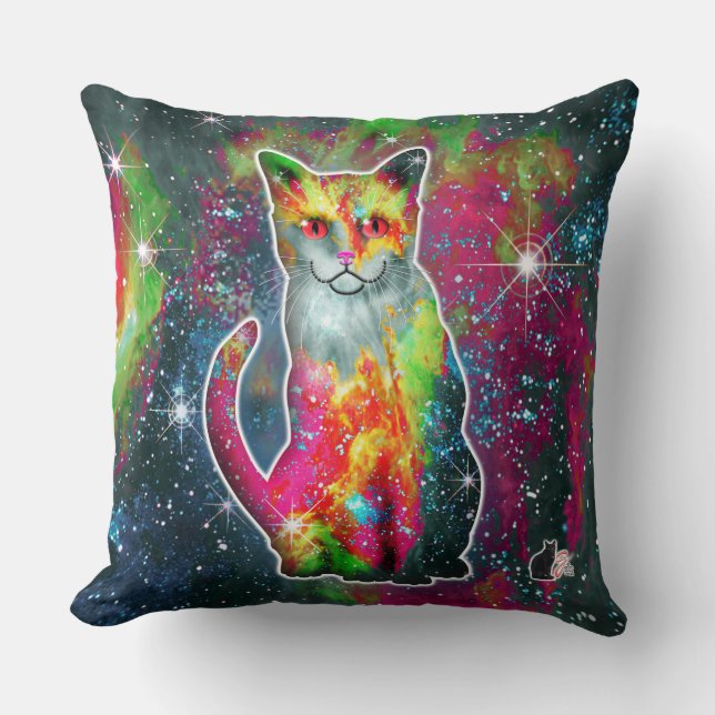 Kosmische Kat Omega Kussen (Voorkant)