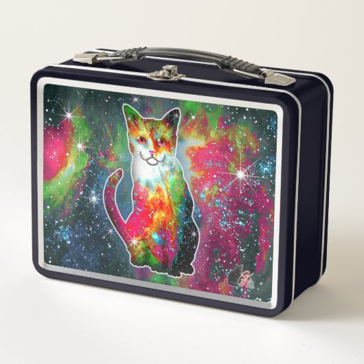 Kosmische Kat Omega Metalen Lunchbox (Voorkant)