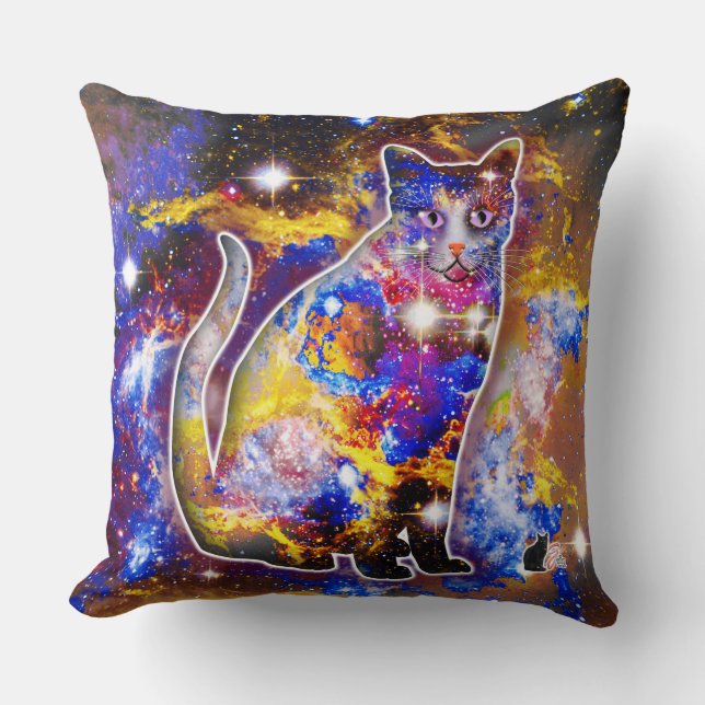 Kosmische Kat Psi Kussen (Voorkant)