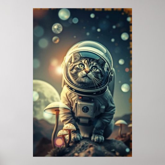 Kosmische Kattenreis - Retro Space Poster (Voorkant)