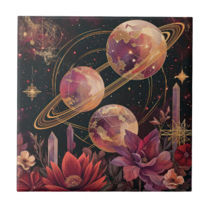 Kosmische Kristal Ringvormige Planeet Fantasie Kun Tegeltje