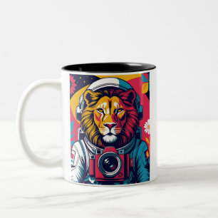 Kosmische Leeuw Astronauten Mok Koffie met Krach