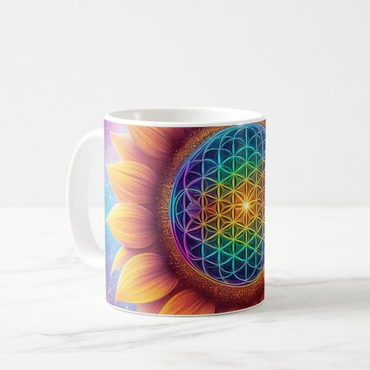 Kosmische levensbloem koffiemok (Voorkant links)