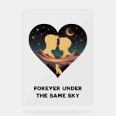 Kosmische liefdesgeschiedenis met hartliefhebbers acryl bord (Voorkant)