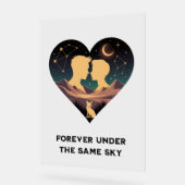 Kosmische liefdesgeschiedenis met hartliefhebbers acryl bord (Hoek)