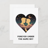 Kosmische liefdesgeschiedenis met hartliefhebbers bedankkaart (Voorkant / Achterkant)