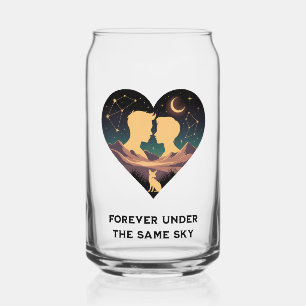 Kosmische liefdesgeschiedenis met hartliefhebbers blikvorm glas