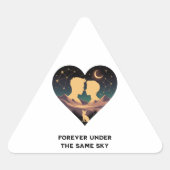 Kosmische liefdesgeschiedenis met hartliefhebbers  driehoek sticker (Voorkant)