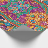 Kosmische Maya Mexicaanse Paisley Parade Cadeaupapier (Hoek)