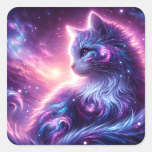 Kosmische Melkweg Mystieke Katachtige Hemelse Vierkante Sticker