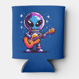 Kosmische melodie: 8-bit Alien met gitaar Blikjeskoeler