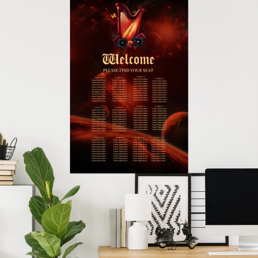 Kosmische melodie, de magie van de harp. poster (Thuiskantoor)