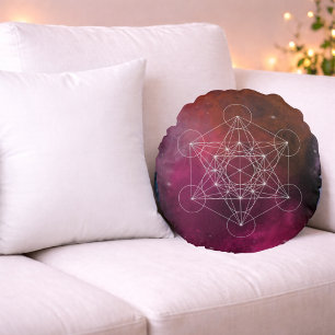 Kosmische Metatron Heilige Geometrie Rond Kussen