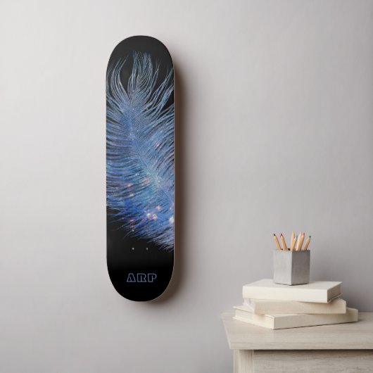 *~* Kosmische Midnight Sky Pastel Feather Boho Skateboard (Muurkunst)
