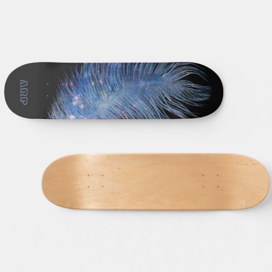 *~* Kosmische Midnight Sky Pastel Feather Boho Skateboard (Horizontaal)
