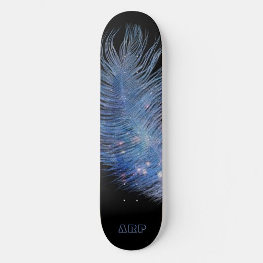 *~* Kosmische Midnight Sky Pastel Feather Boho Skateboard (Voorkant)