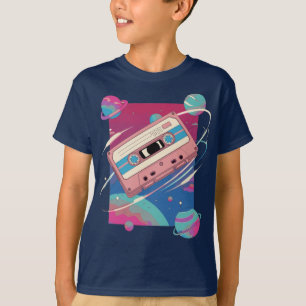 Kosmische Mixtape - Retro Cassette Drijvend in de T-shirt