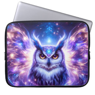 Kosmische Mystieke Wijsheid Hemelse Spirituele Uil Laptop Sleeve