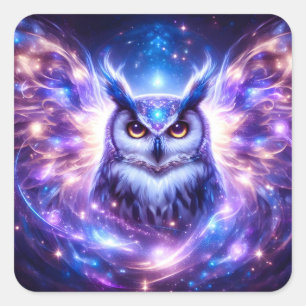 Kosmische Mystieke Wijsheid Hemelse Spirituele Uil Vierkante Sticker