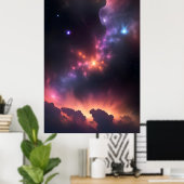 Kosmische nevel en sterrenstelsel poster (Thuiskantoor)