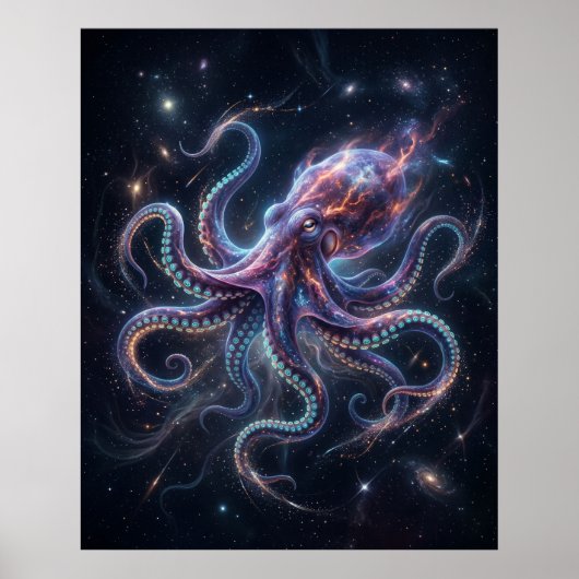 Kosmische Octopus Ster Afgrond Poster (Voorkant)