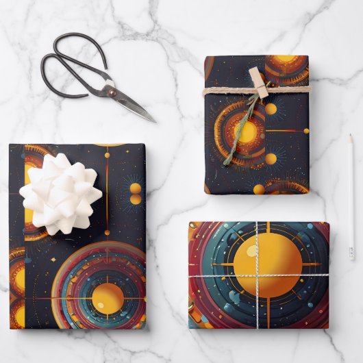 kosmische omloopbaan inpakpapier vel (Voorkant)