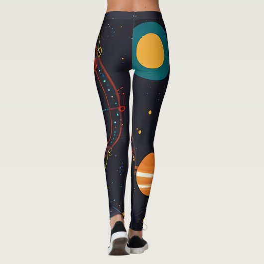 Kosmische Orbit Levendige Zonnestelsel Leggings (Achterkant)
