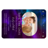 Kosmische Paarse Blauwgroen Zon Maan Ster Save The Magneet (Horizontaal)