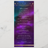 Kosmische Paarse Blauwgroen Zon Maan Sterren Weddi Programma (Voorkant)