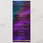 Kosmische Paarse Blauwgroen Zon Maan Sterren Weddi Programma (Achterkant)