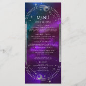 Kosmische Paarse Blauwgroen Zon Maan Wedding Menu (Voorkant)