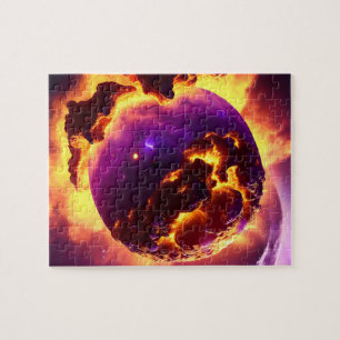 Kosmische Paarse en Oranje branden op close-up Neb Legpuzzel